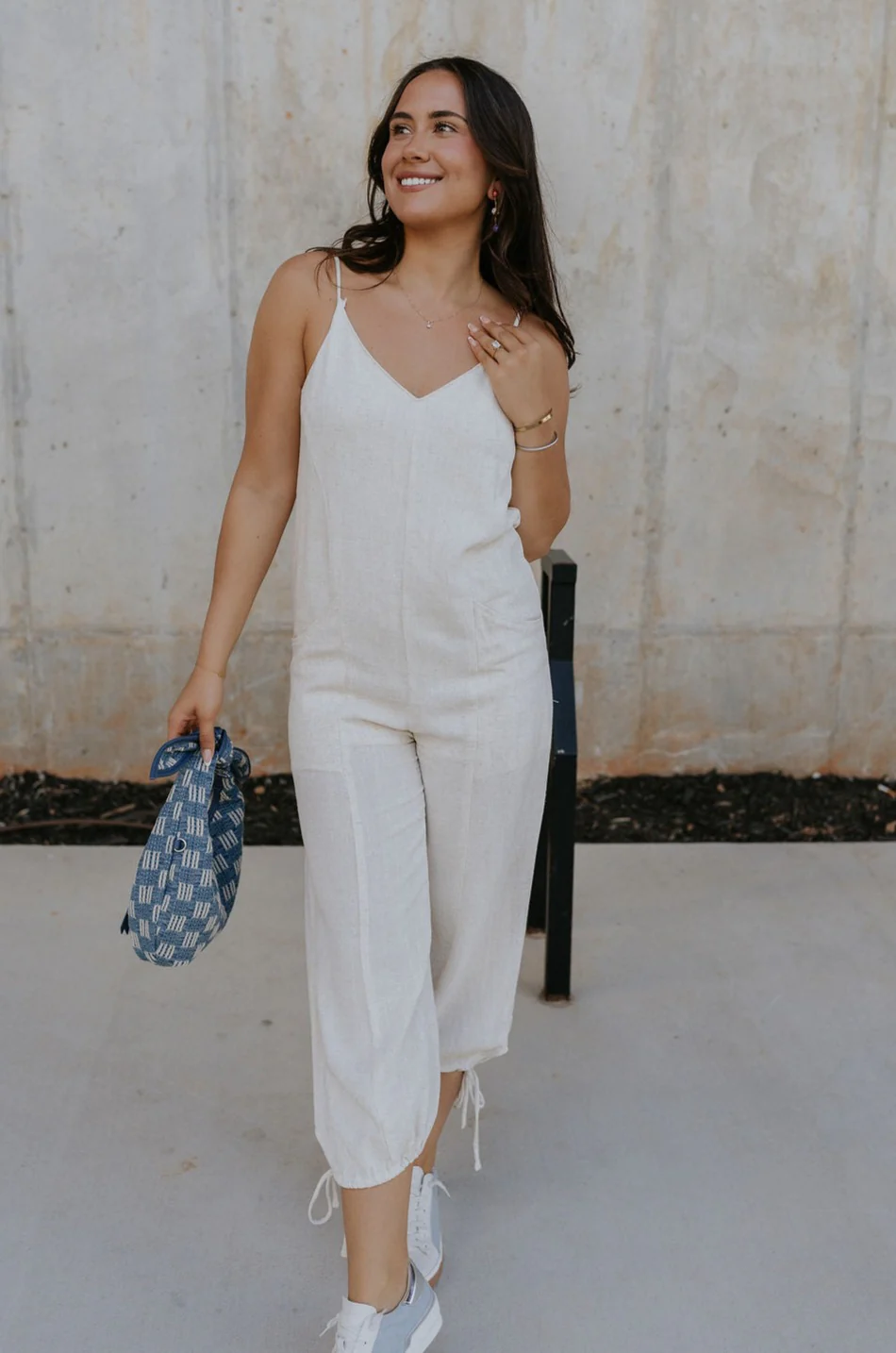Parker Beige Linen Jogger Jumpsuit