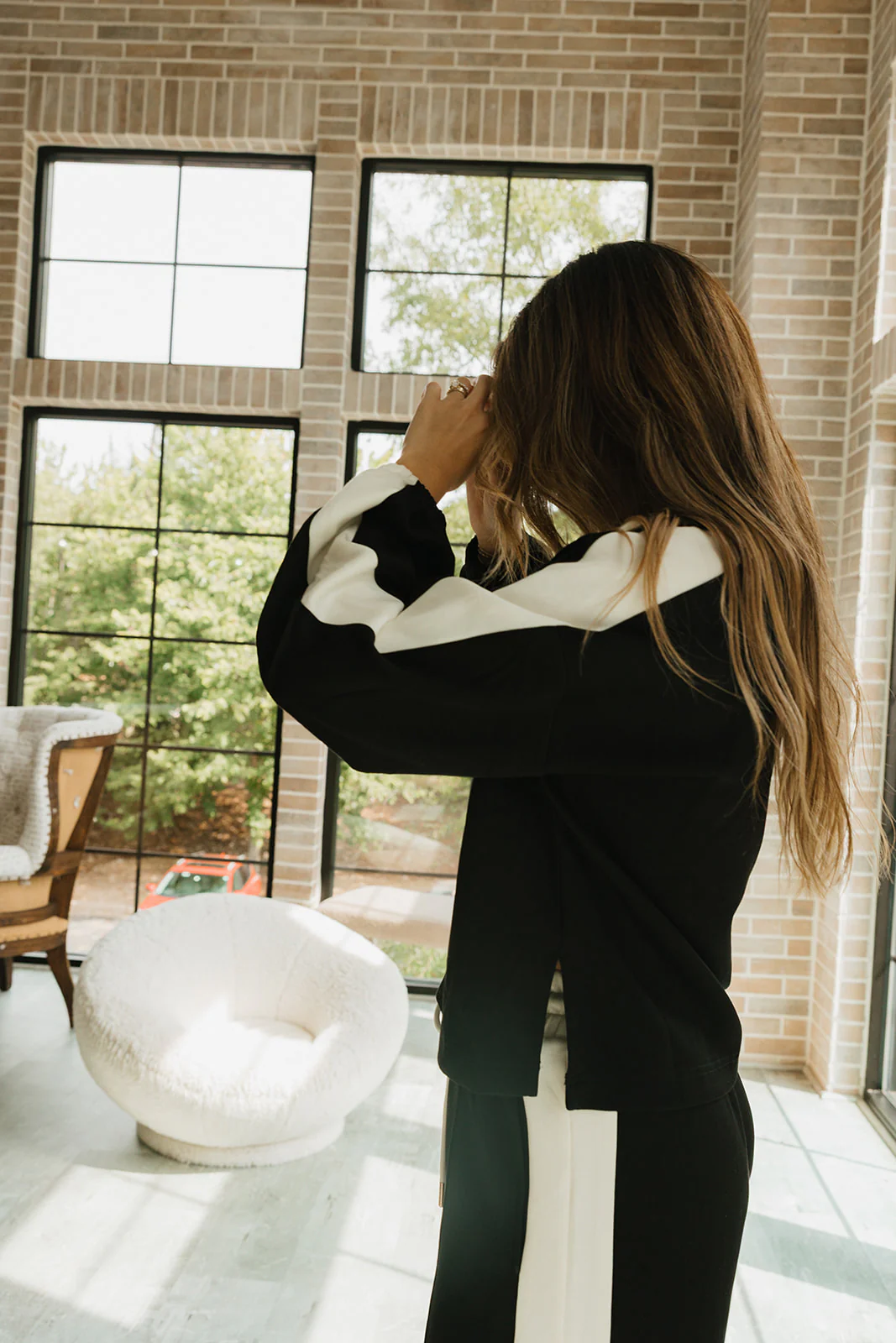 Parker Black & Cream Colorblock Top - Image 3