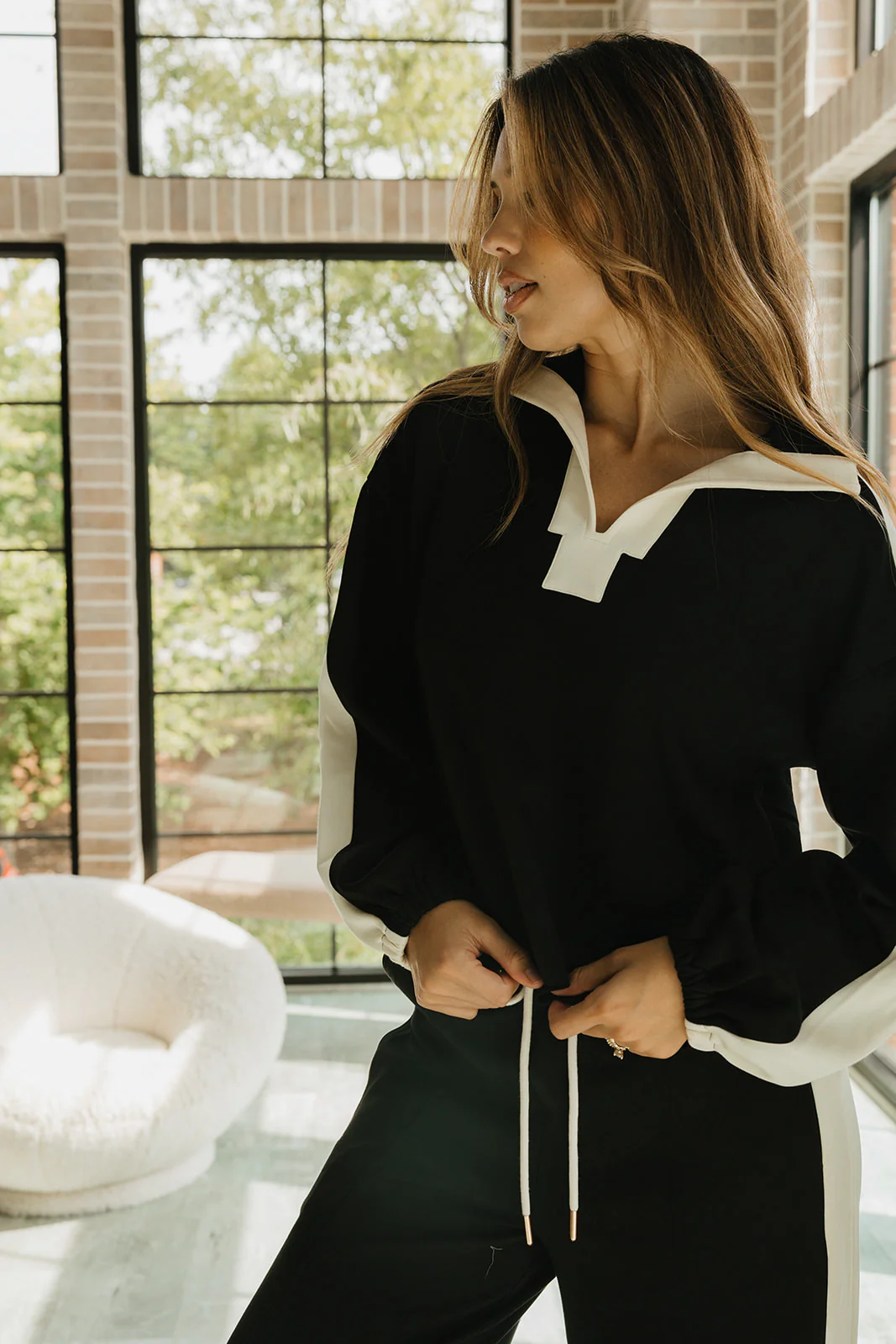 Parker Black & Cream Colorblock Top - Image 5