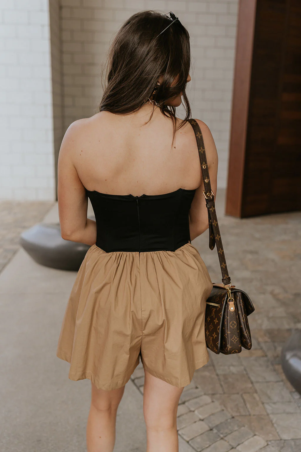 Parker Black & Mocha Strapless Romper - Image 5