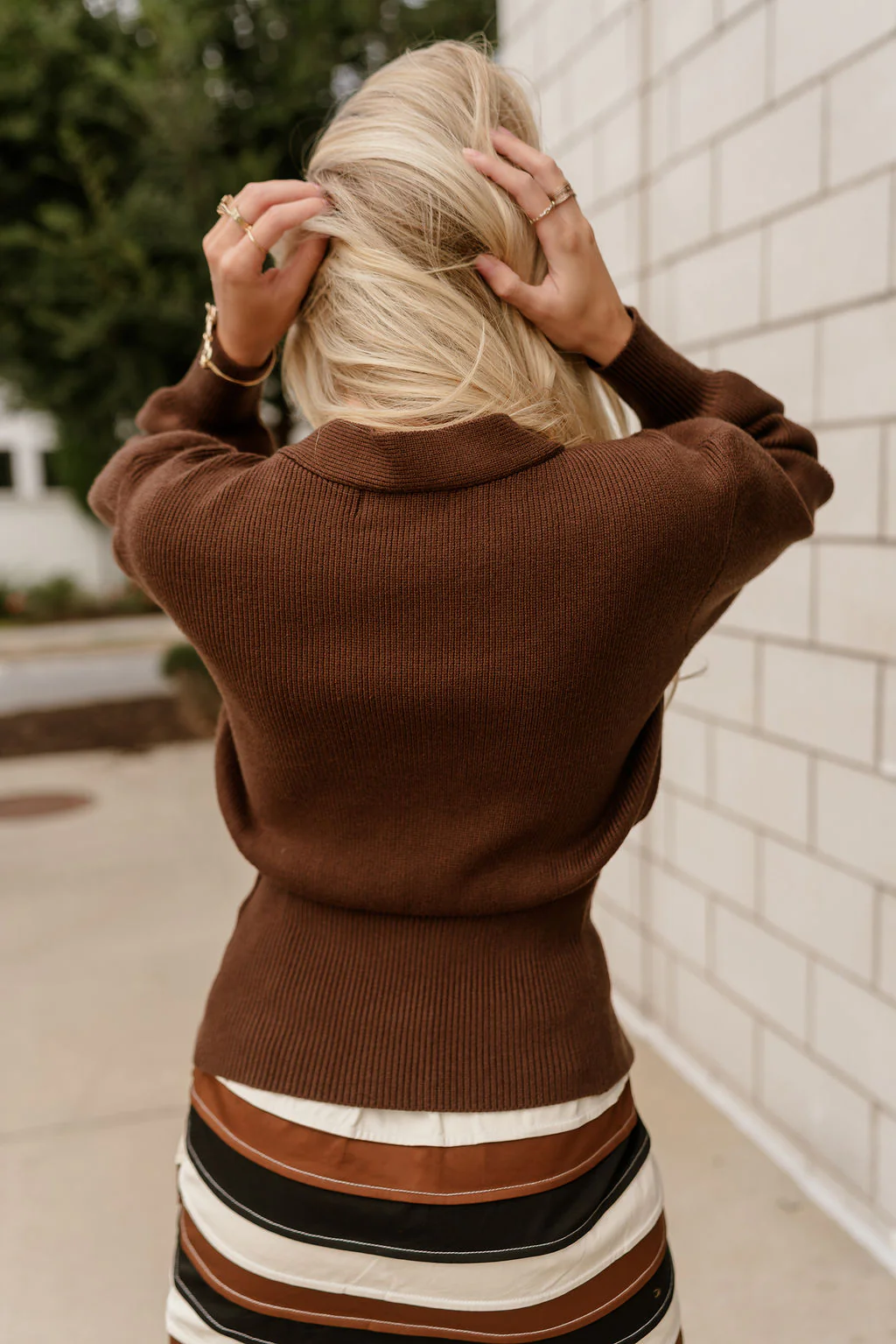 Parker Brown One Leaf Button Cardigan - Image 4