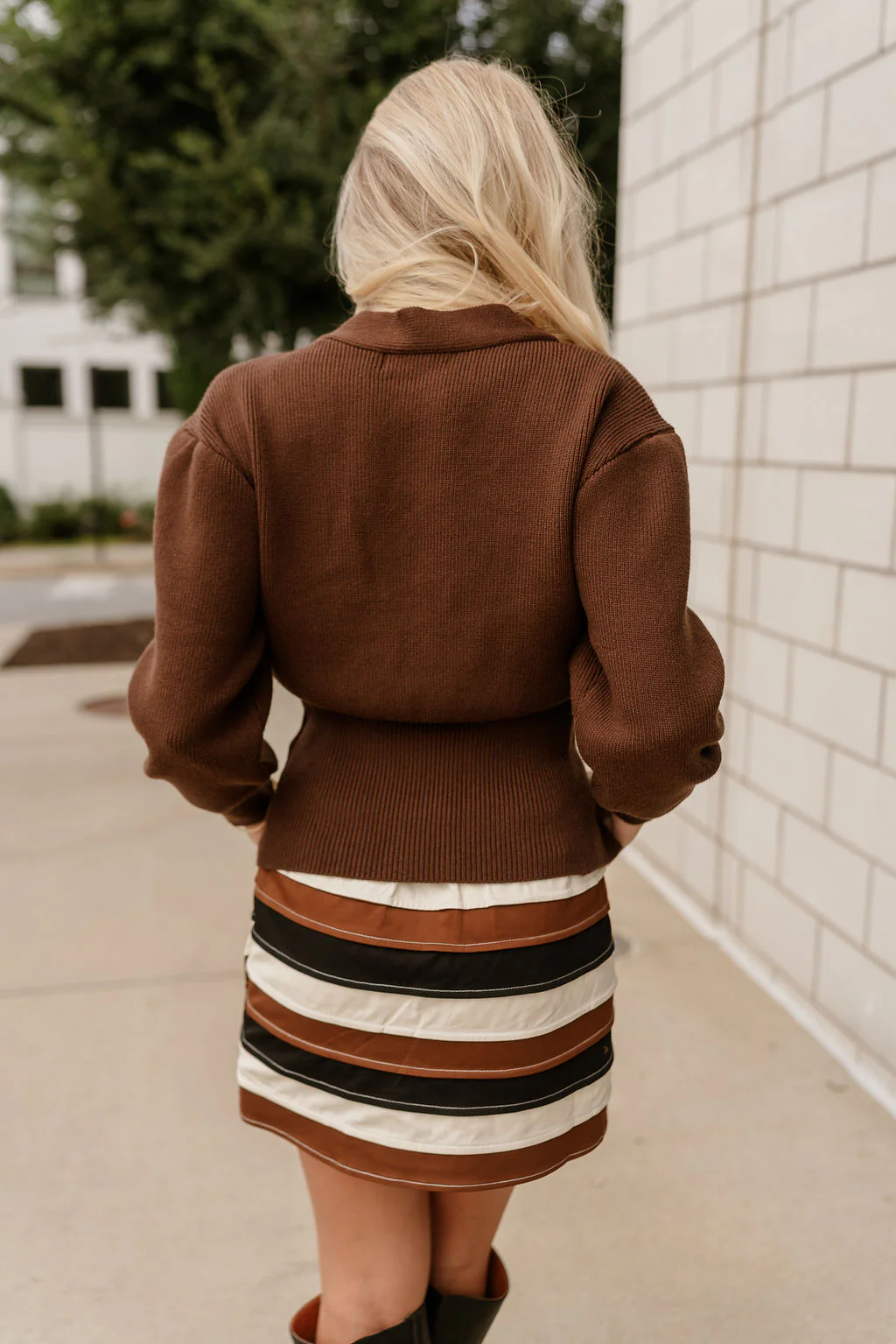 Parker Brown One Leaf Button Cardigan - Image 8