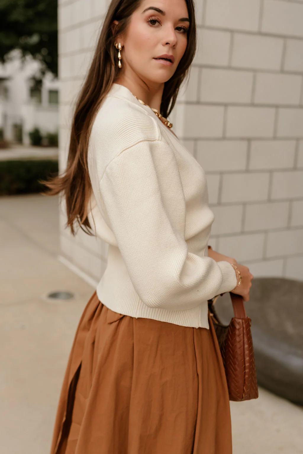 Parker Cream One Leaf Button Cardigan - Image 3
