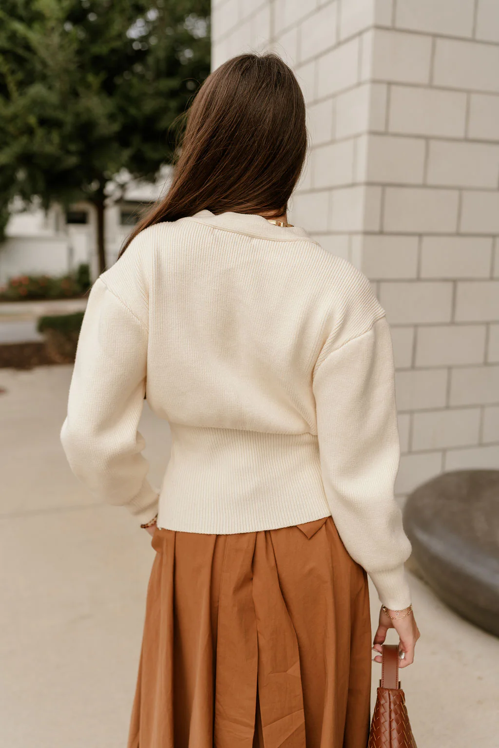 Parker Cream One Leaf Button Cardigan - Image 6