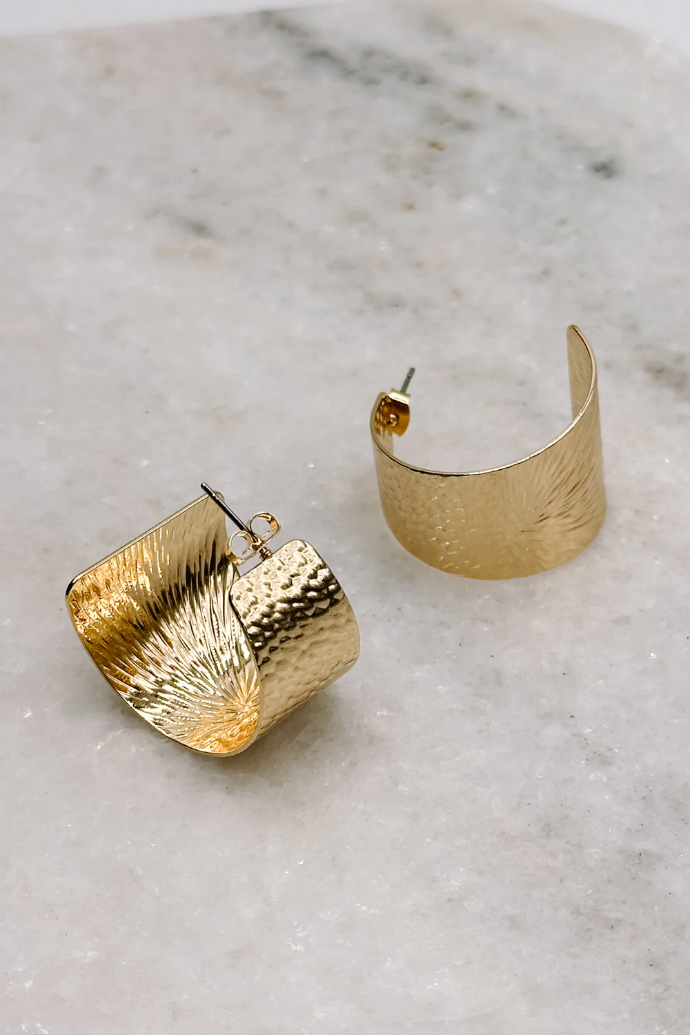 Parker Gold Hammered Hoops - Image 3