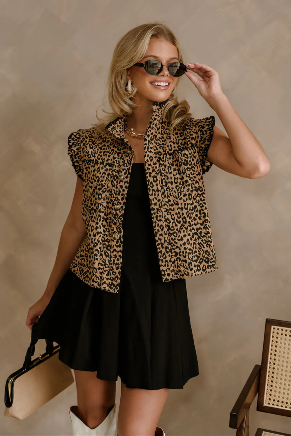Parker Leopard Print Denim Vest