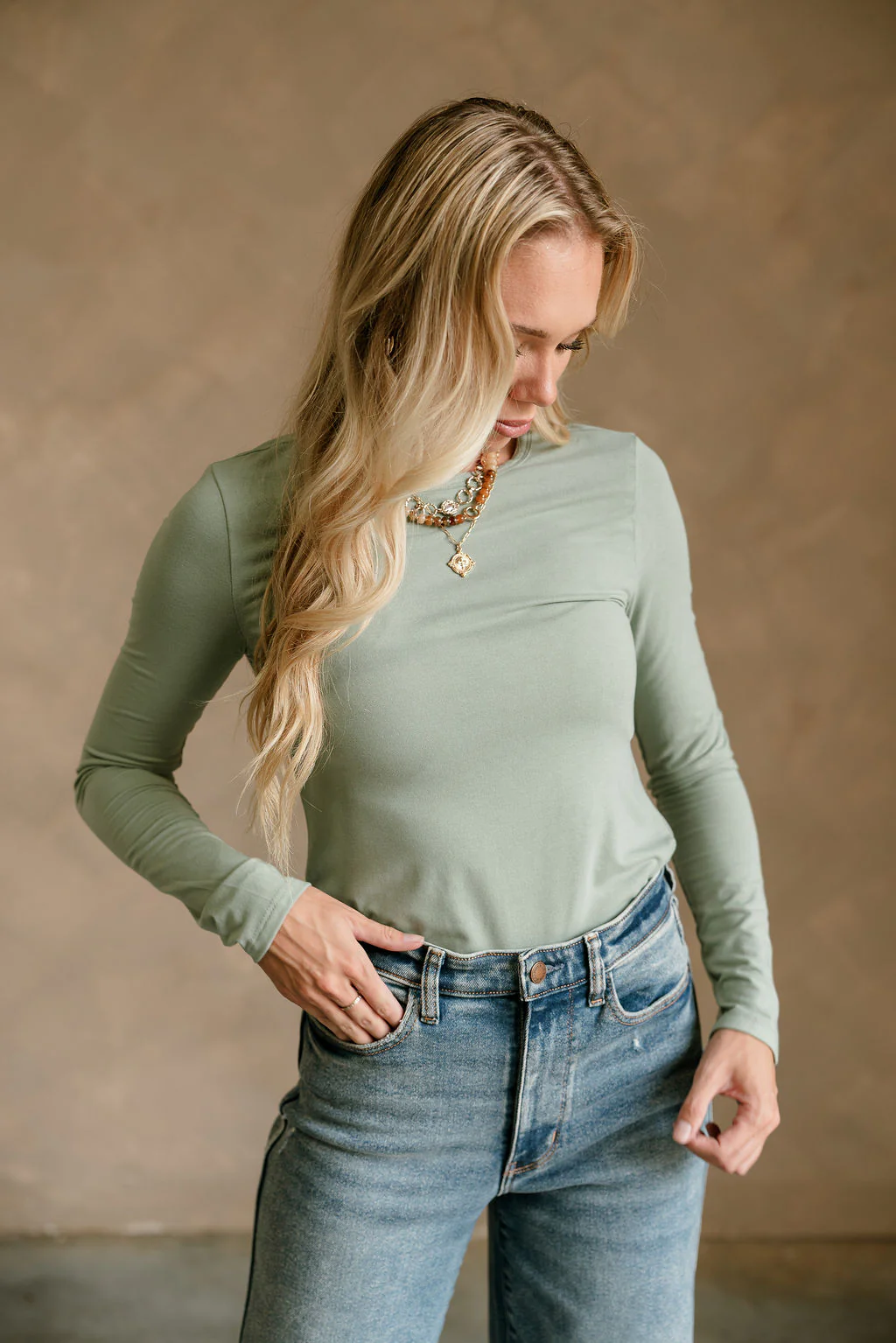Parker Sage Green Long Sleeve Top - Image 5