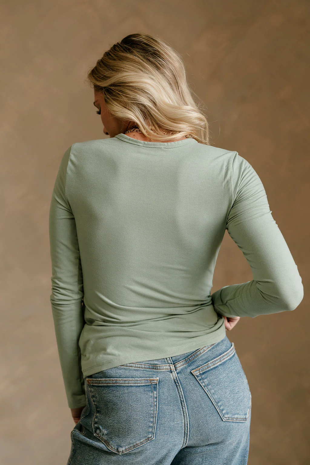 Parker Sage Green Long Sleeve Top - Image 8