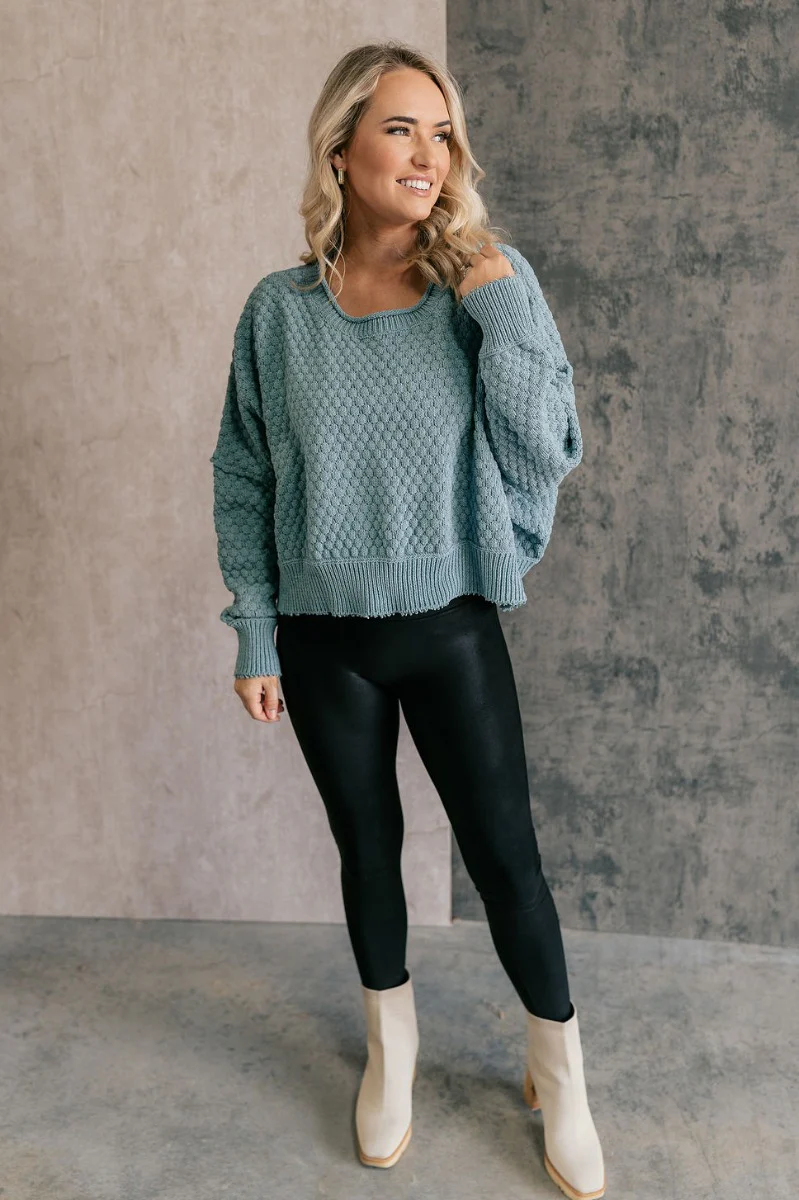 Parker Sea Foam Textured Knit Long Sleeve Sweater - Image 2
