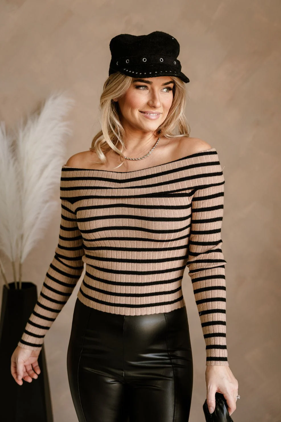 Patricia Tan & Black Striped Off-The-Shoulder Top - Image 3
