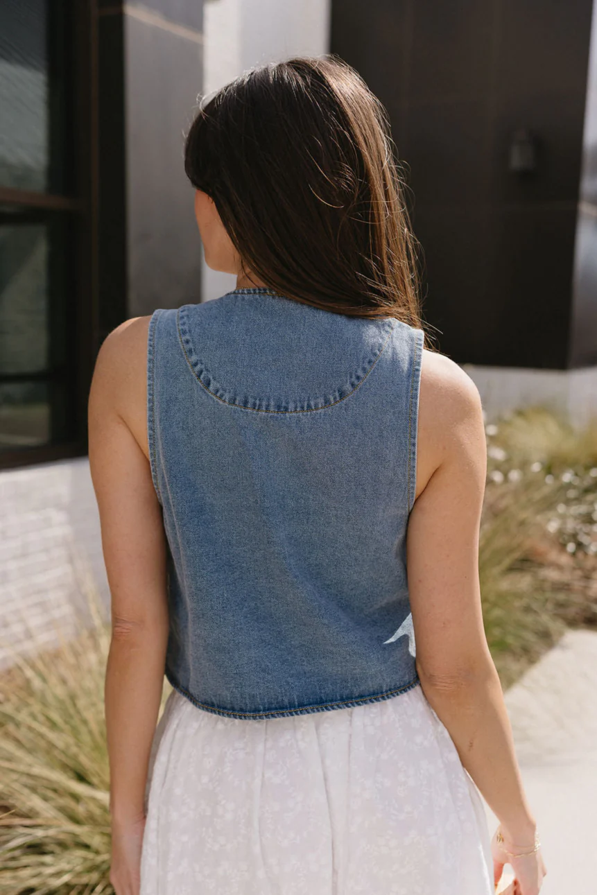 Paula Denim Tie-Front Vest - Image 8
