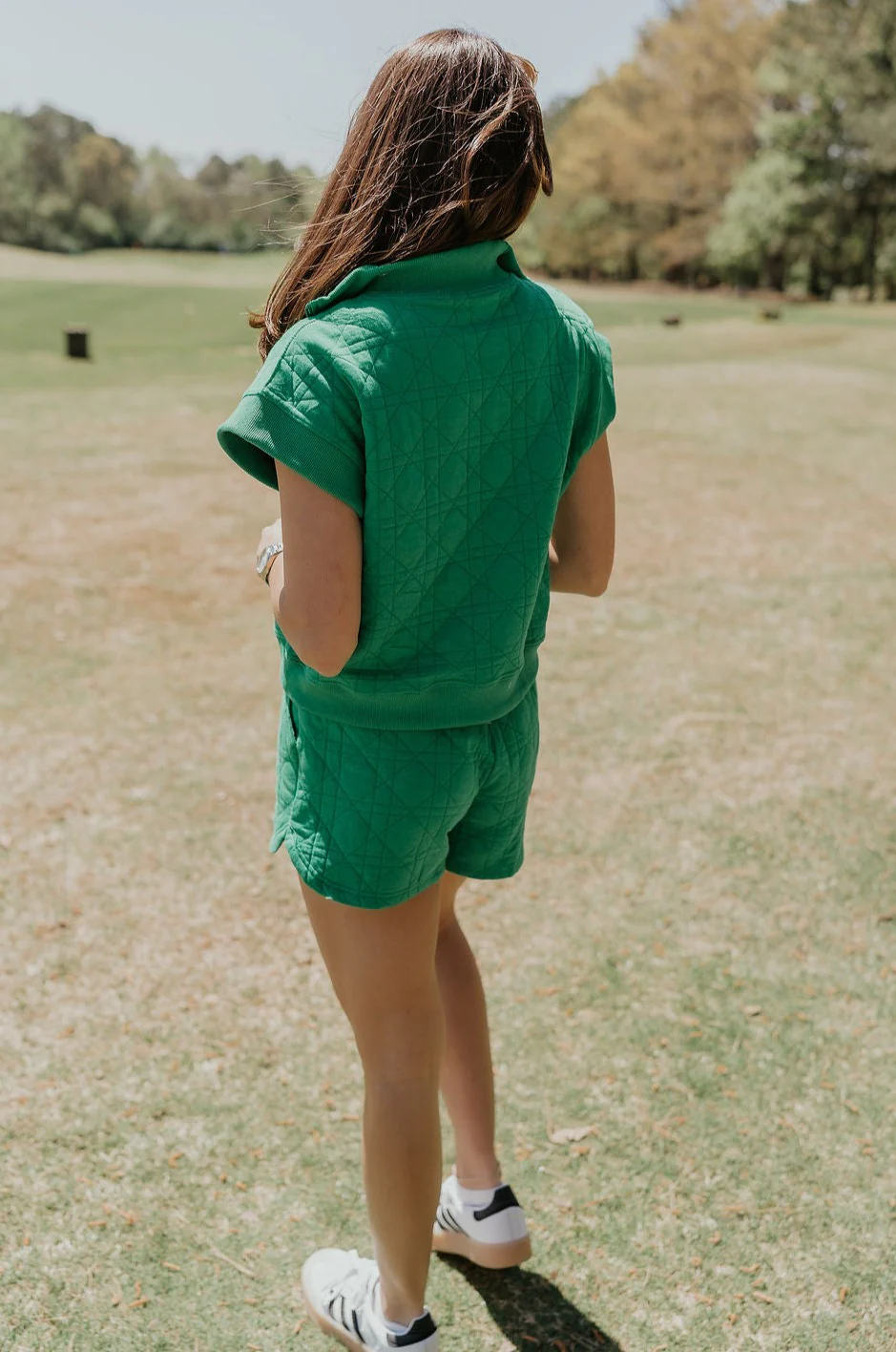 Paulina Green Quilted Quarter Zip-Up Top - Image 6