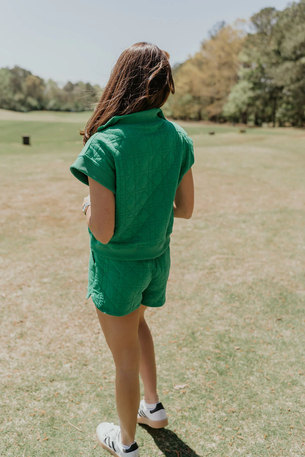 Paulina Green Quilted Shorts - Image 4