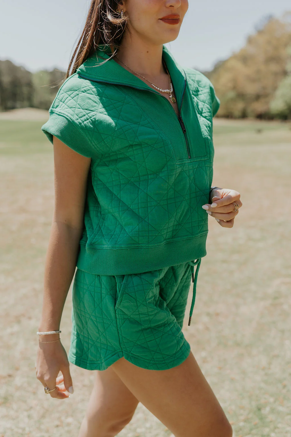 Paulina Green Quilted Shorts - Image 6