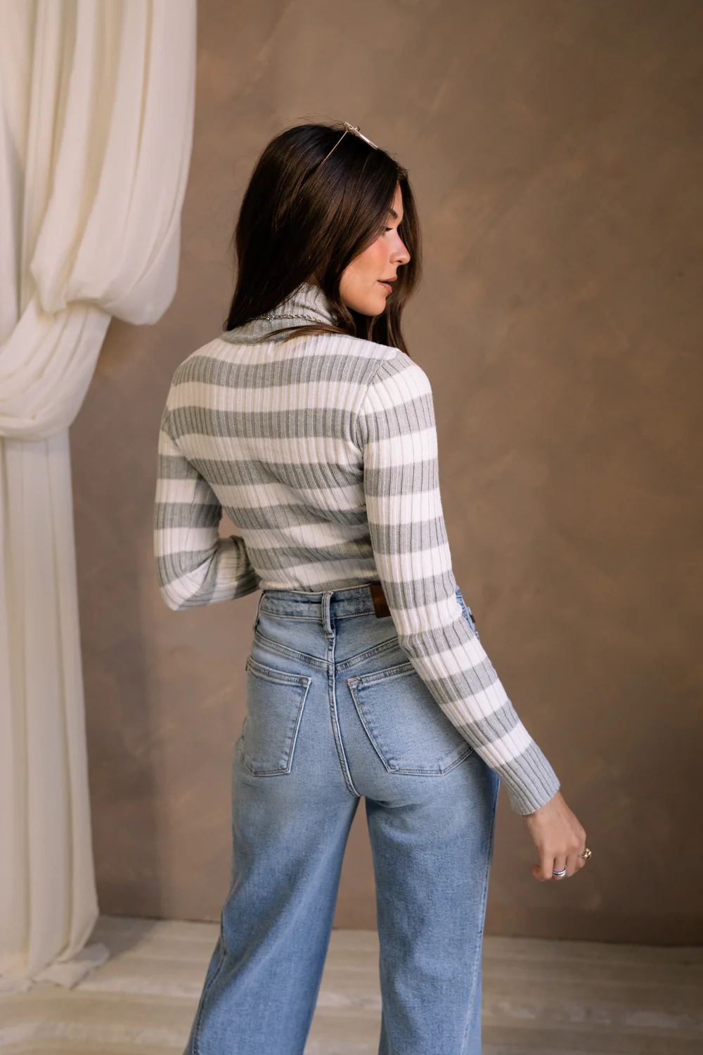 Paulina Grey & White Striped Top - Image 6