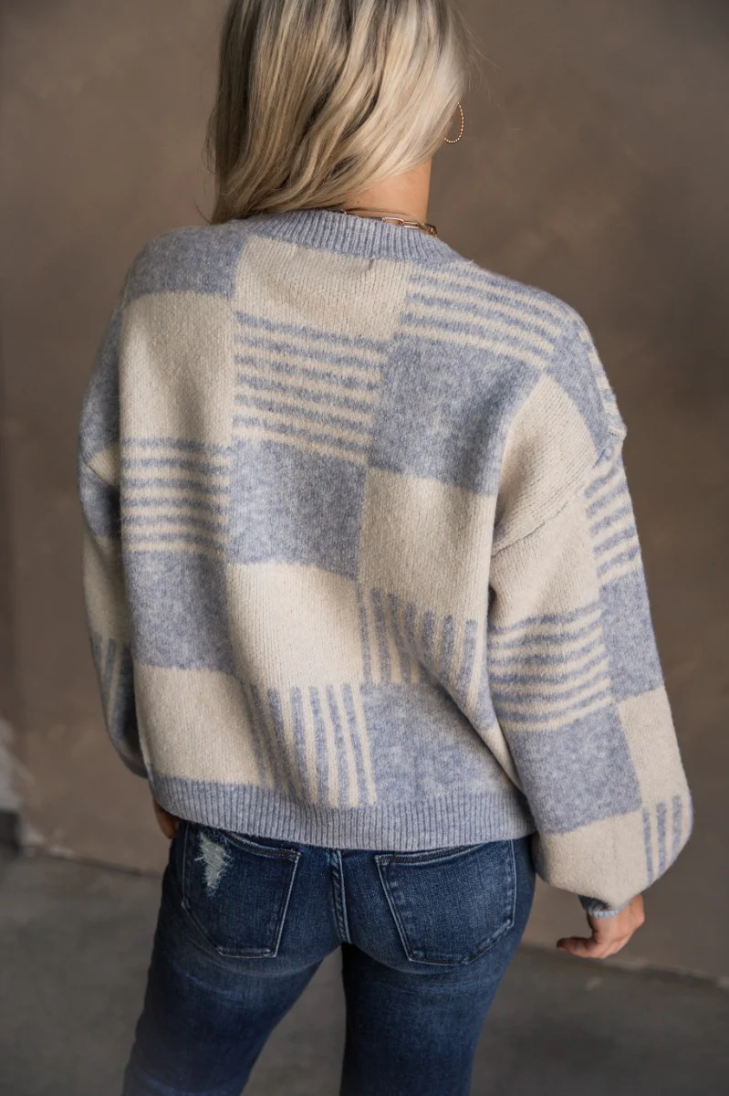 Payton Blue & White Checkered Sweater - Image 7