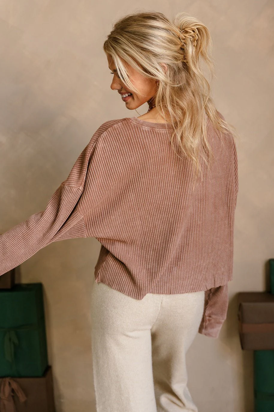 Payton Brown Cropped Thermal Top - Image 3