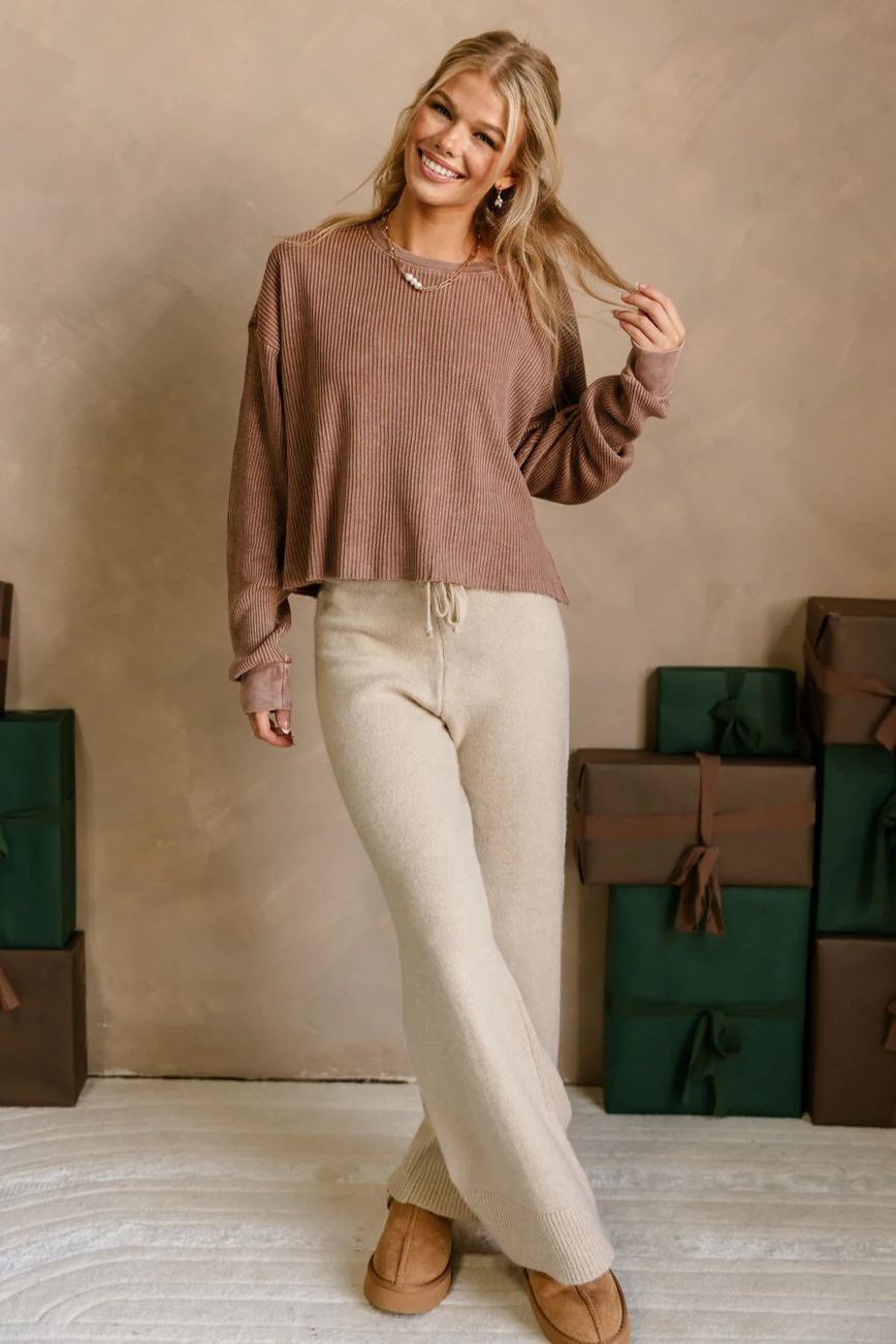 Payton Brown Cropped Thermal Top - Image 4