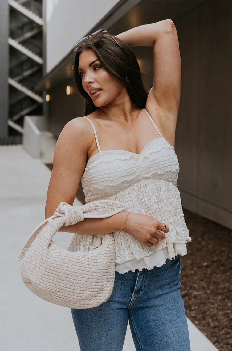 Payton Cream Sheer & Lace Tank