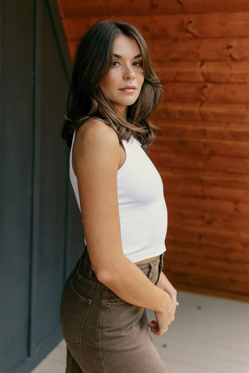 Payton White Ribbed Sleeveless Tank - Image 7
