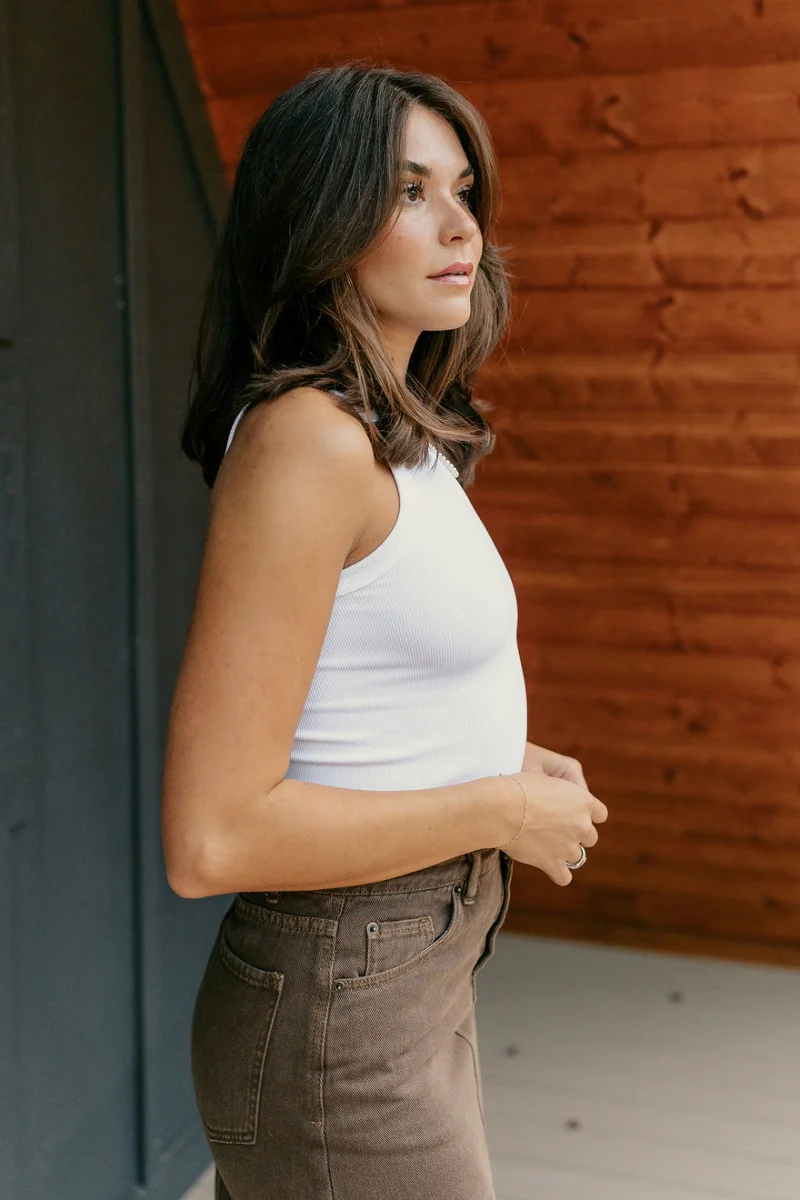 Payton White Ribbed Sleeveless Tank - Image 8