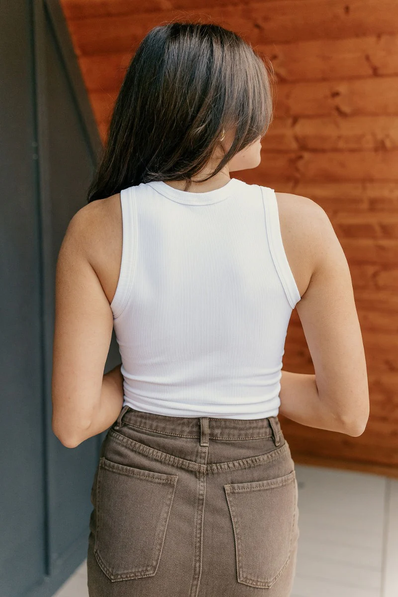 Payton White Ribbed Sleeveless Tank - Image 9