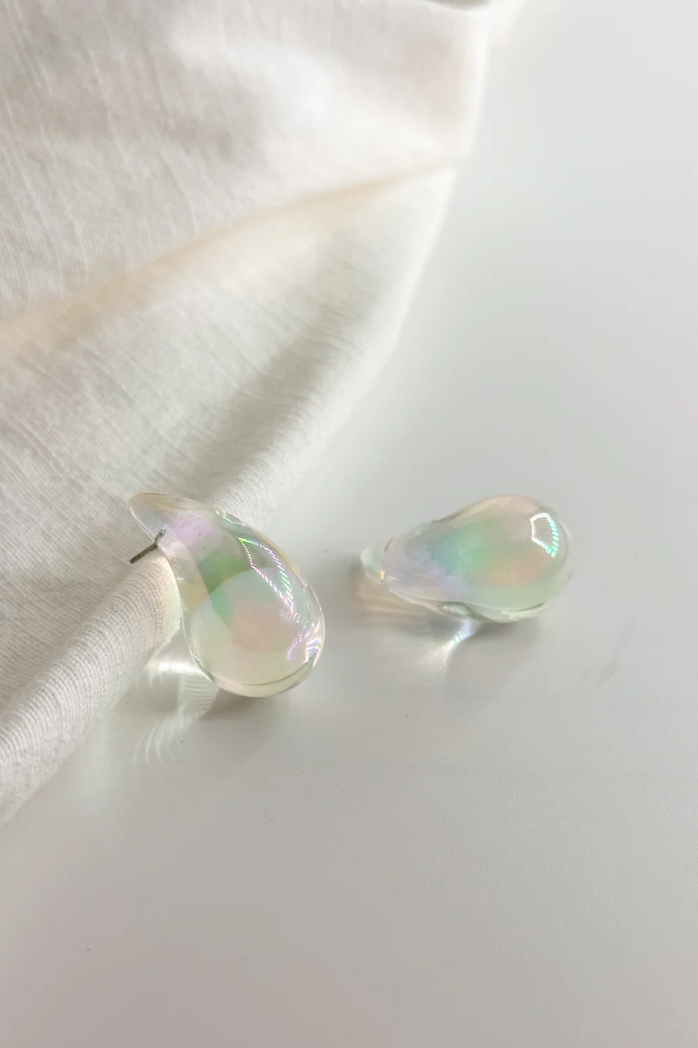 Mila Iridescent Scoop Teardrop Stud Earring - Image 3
