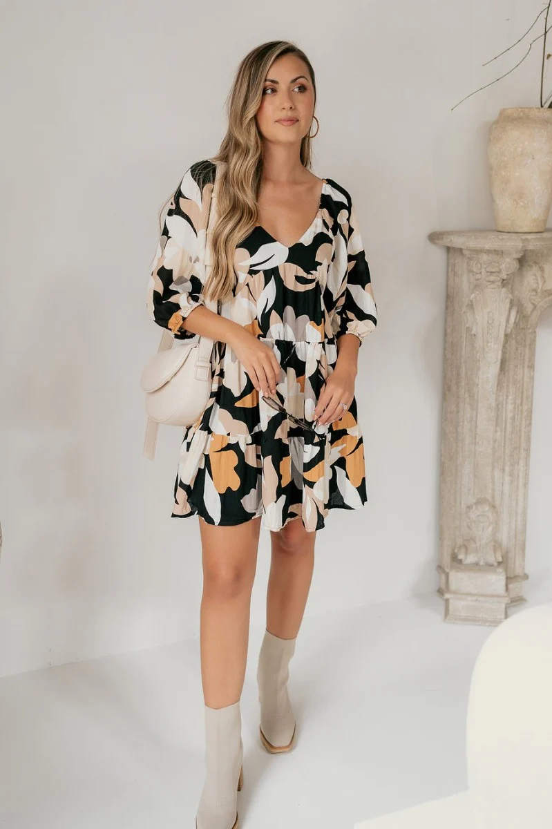 Penelope Black Floral Mini Dress