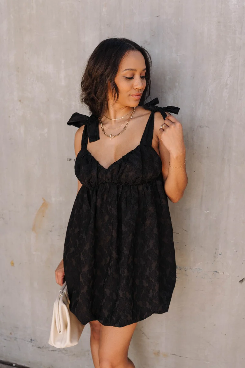 Penelope Black Floral Mini Sleeveless Dress - Image 4