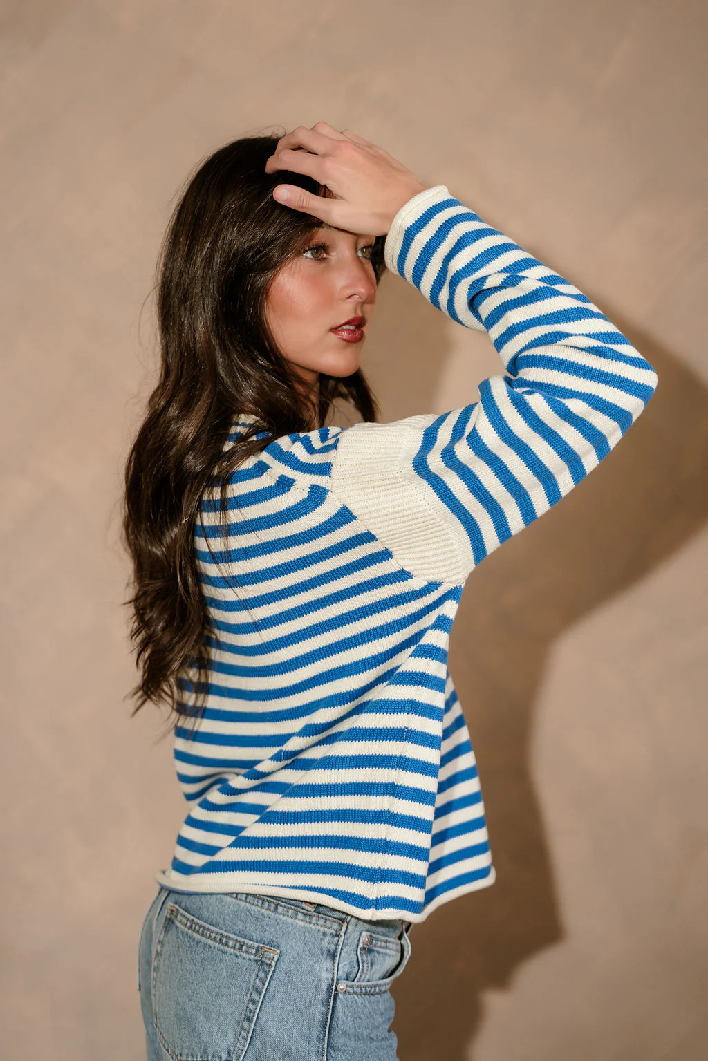 Penelope Blue & Cream Striped Sweater - Image 3