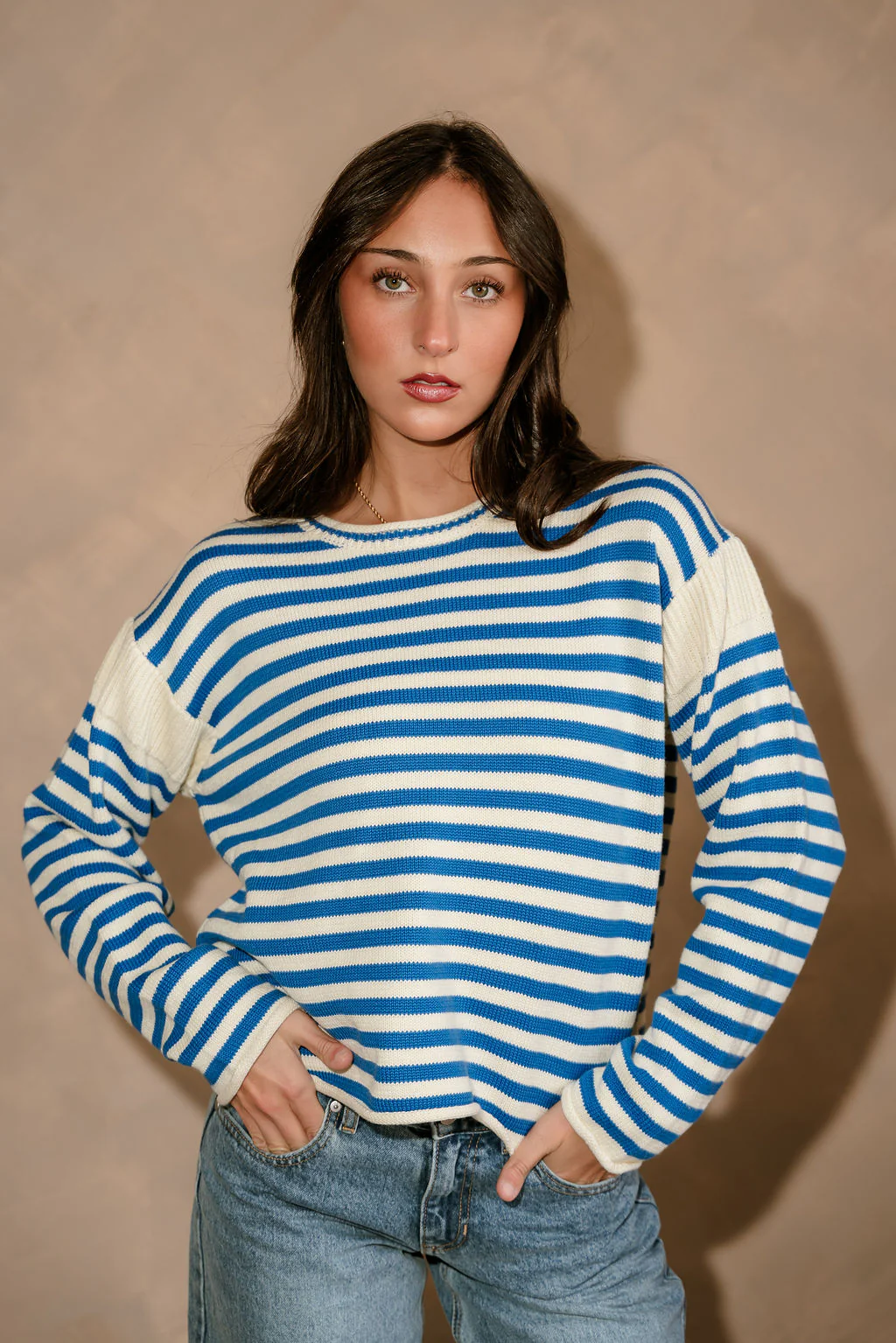 Penelope Blue & Cream Striped Sweater - Image 5