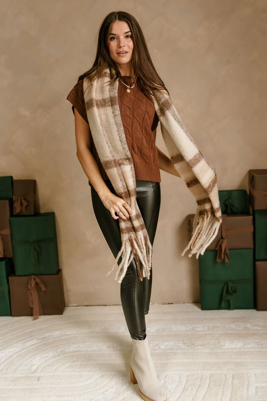 Penelope Brown Cable Knit Sweater Vest - Image 5