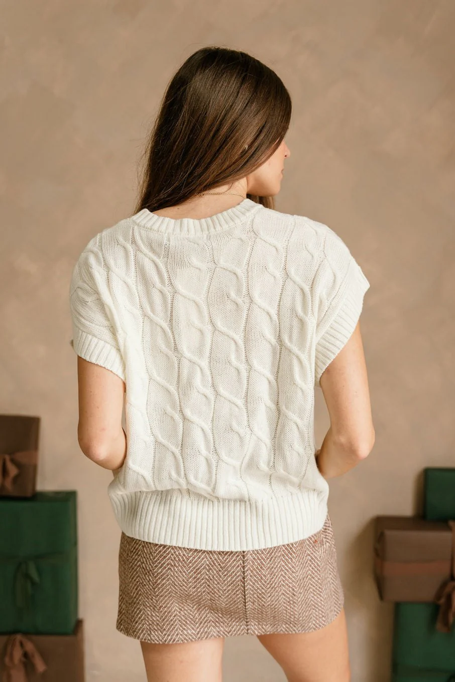 Penelope Cream Cable Knit Sweater Vest - Image 9