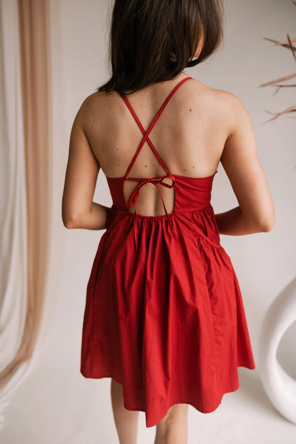 Penelope Crimson Sleeveless Mini Dress - Image 4