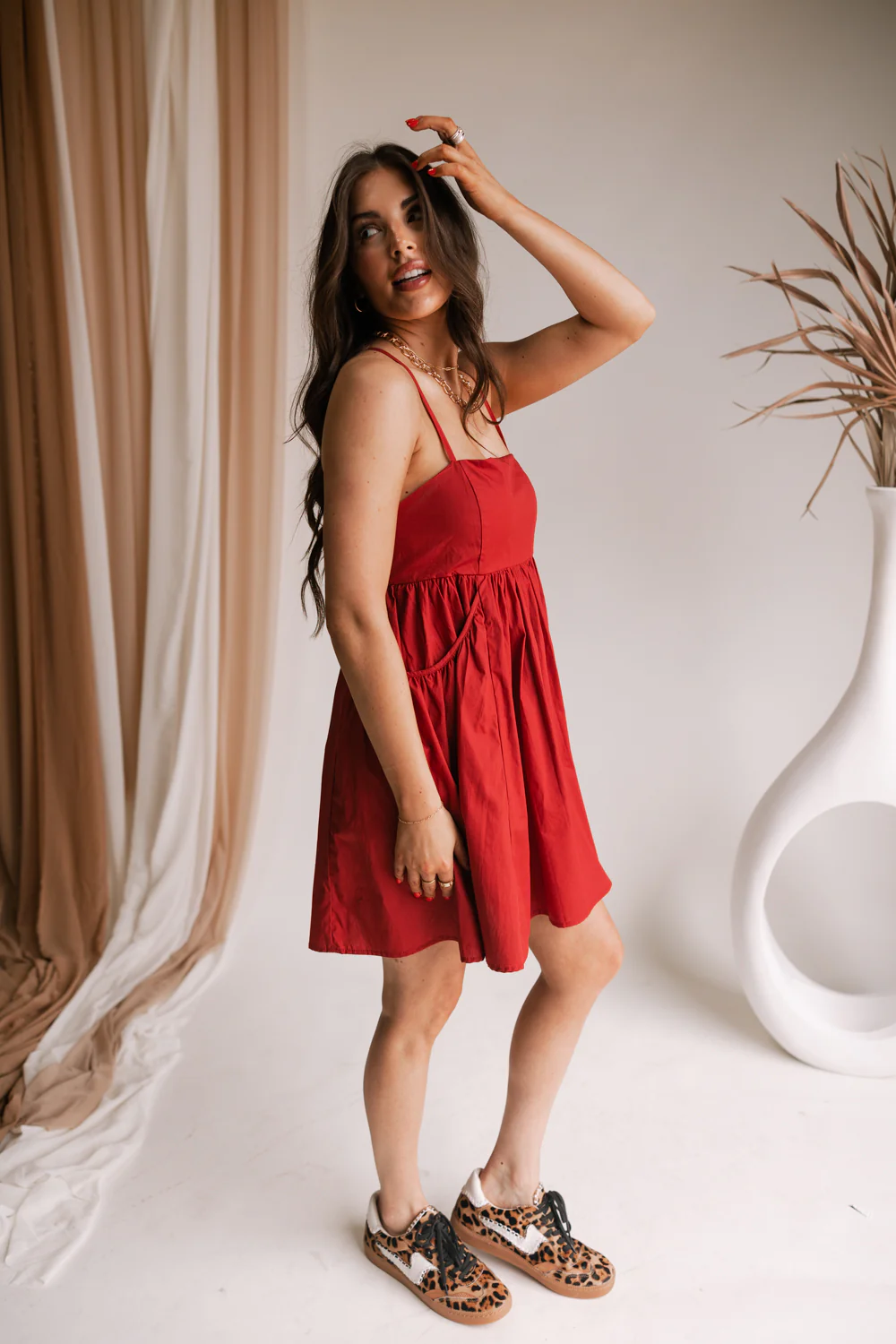 Penelope Crimson Sleeveless Mini Dress - Image 6
