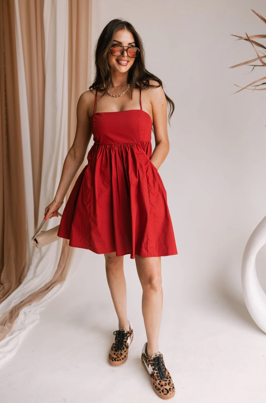 Penelope Crimson Sleeveless Mini Dress - Image 9