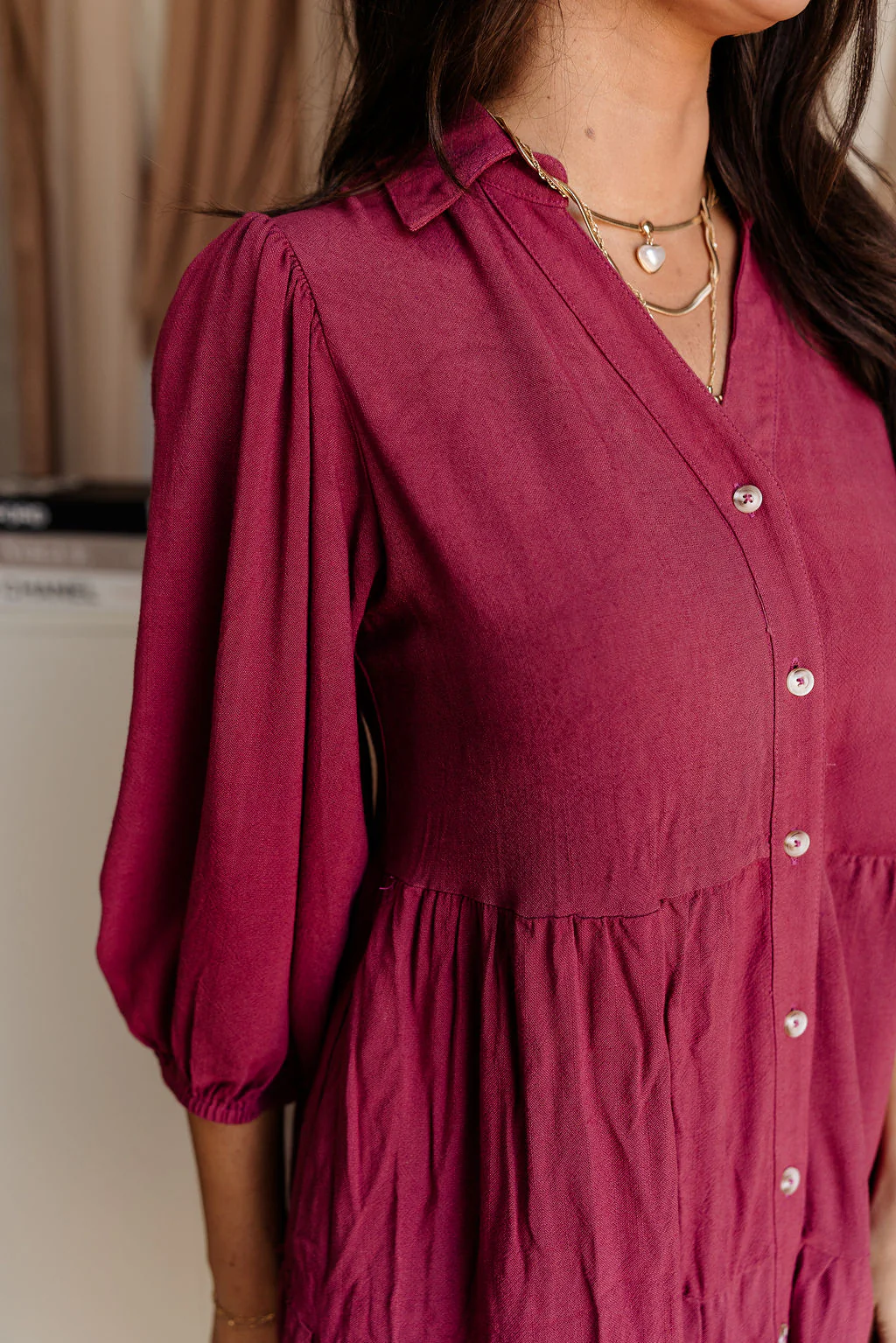 Penny Button Up 3/4 Sleeve Midi Dress - Image 13