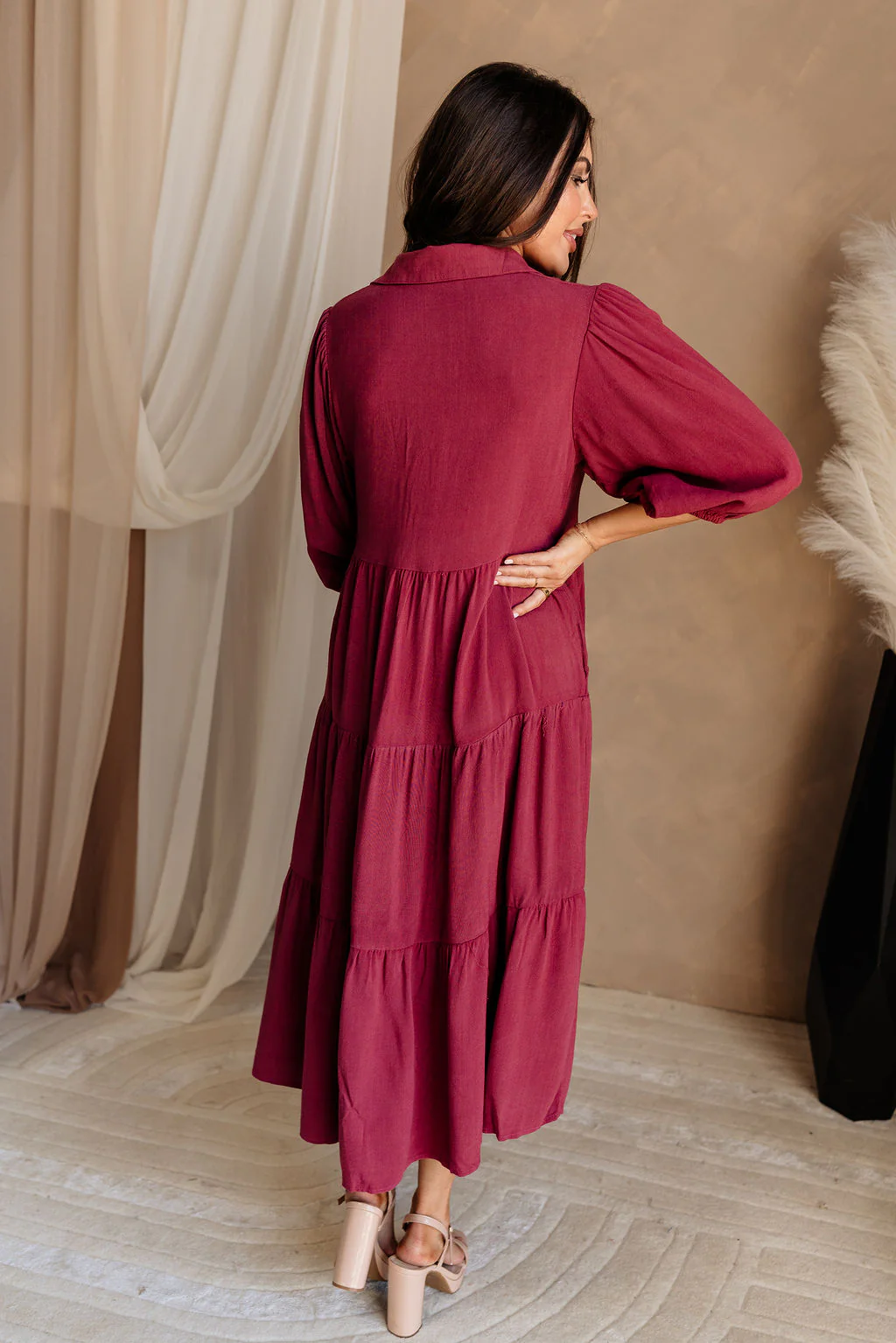 Penny Button Up 3/4 Sleeve Midi Dress - Image 15
