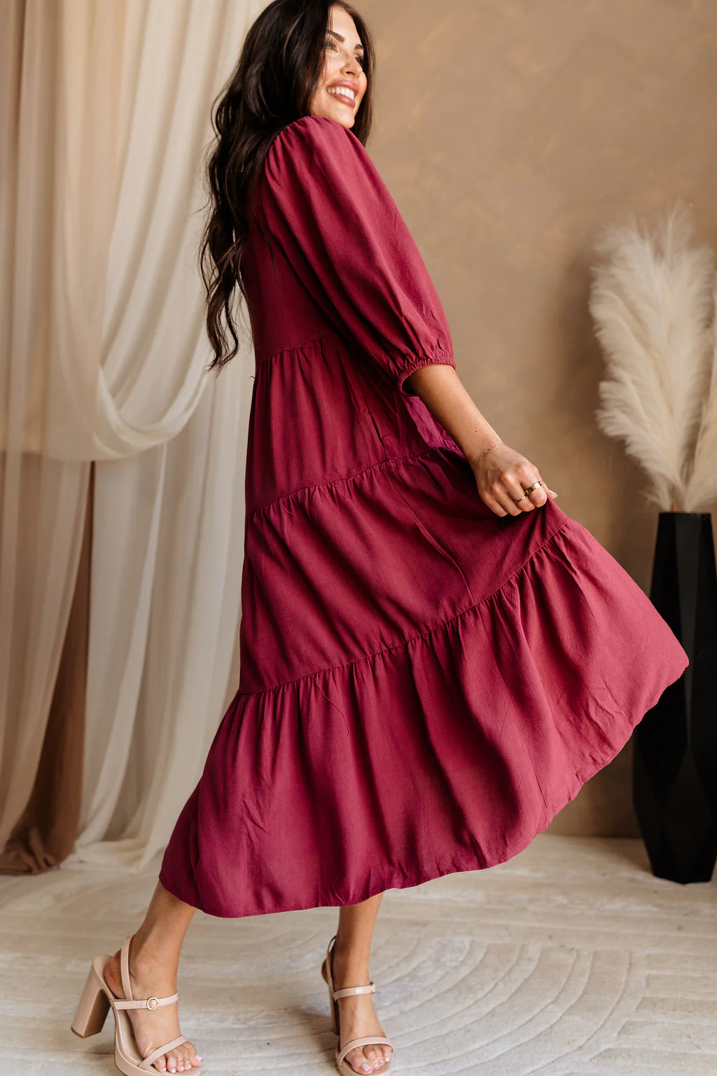 Penny Button Up 3/4 Sleeve Midi Dress - Image 16