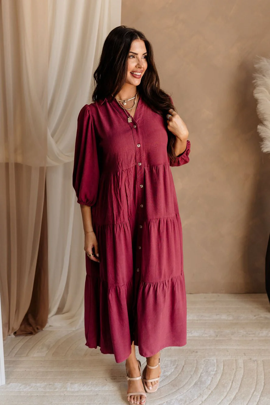Penny Button Up 3/4 Sleeve Midi Dress - Image 17