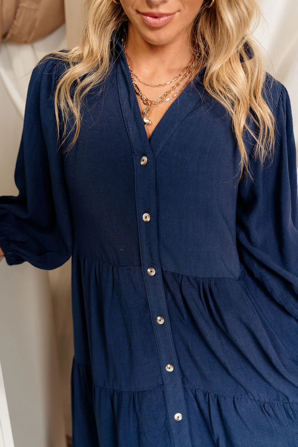 Penny Button Up 3/4 Sleeve Midi Dress - Image 3