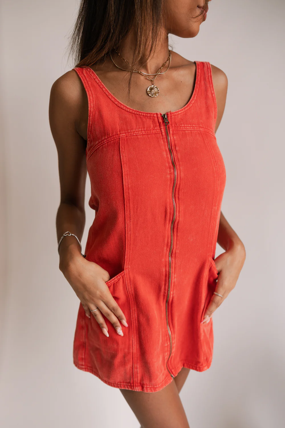 Peyton Denim Zip Front Mini Dress - Image 14