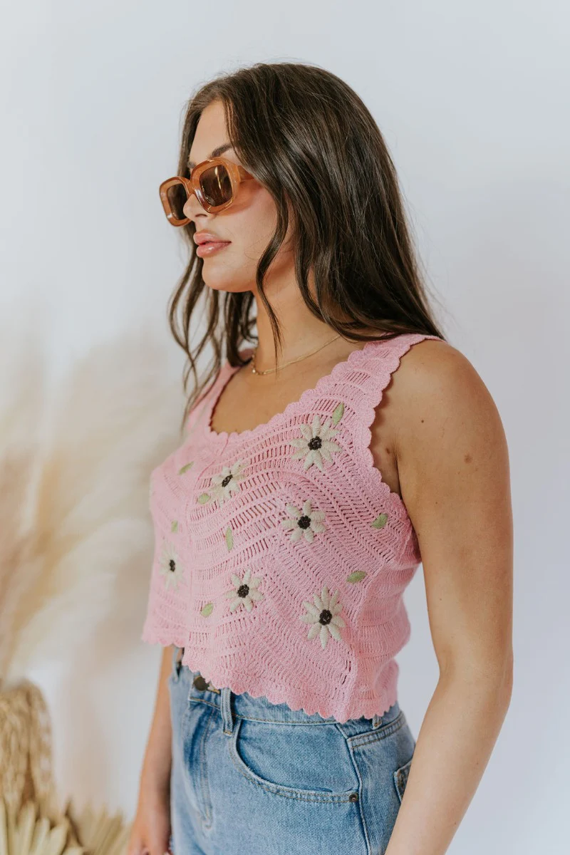 Picking Daisies Top in Pink - Image 4