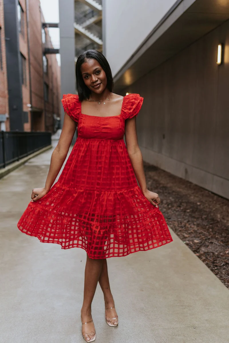 Picture Perfect Midi Dress in Red