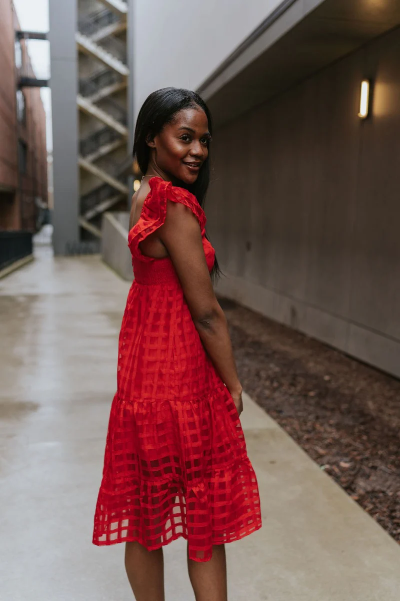 Picture Perfect Midi Dress in Red - Image 3