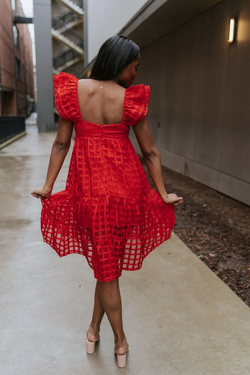 Picture Perfect Midi Dress in Red - Image 5