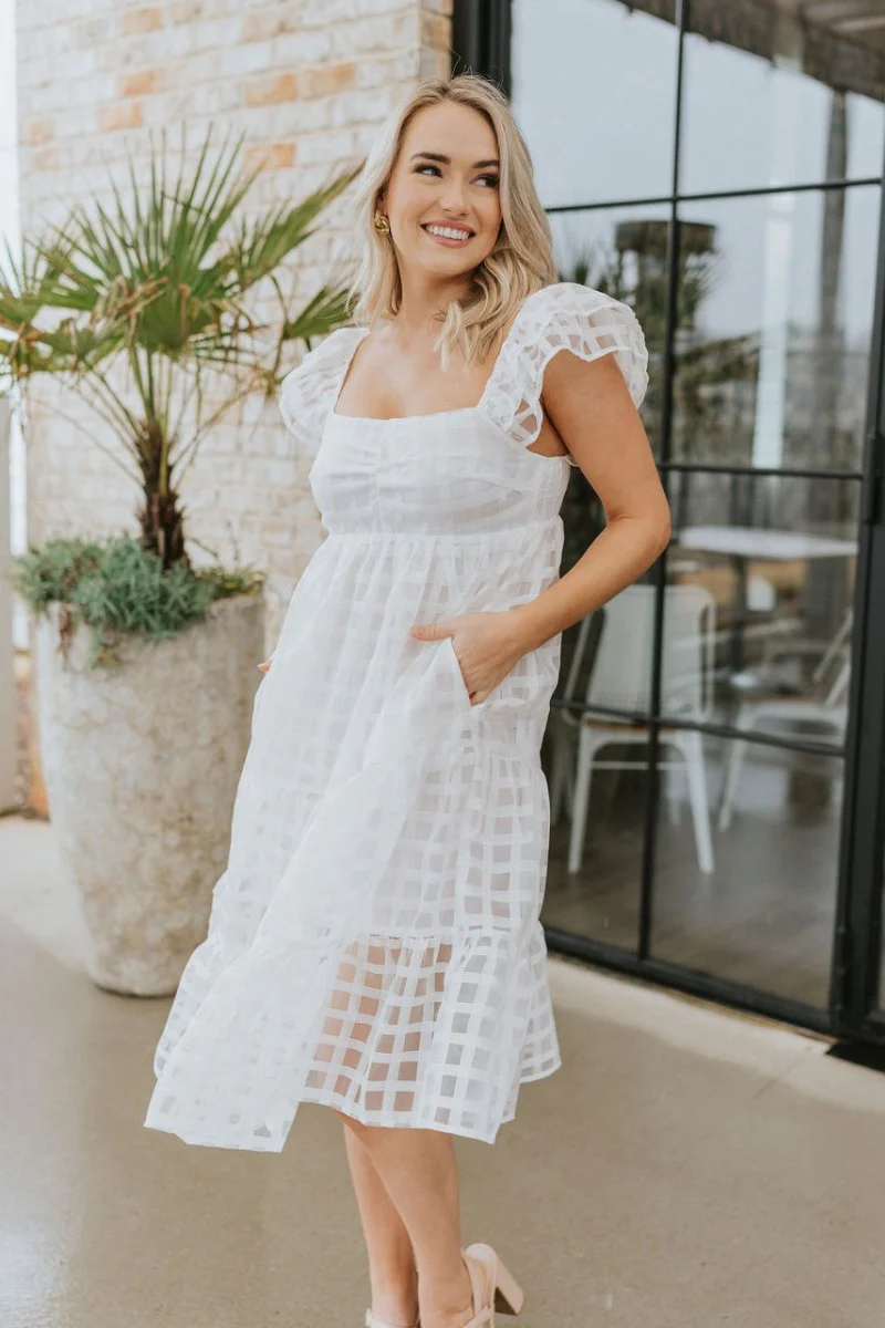 Picture Perfect Midi Dress in White