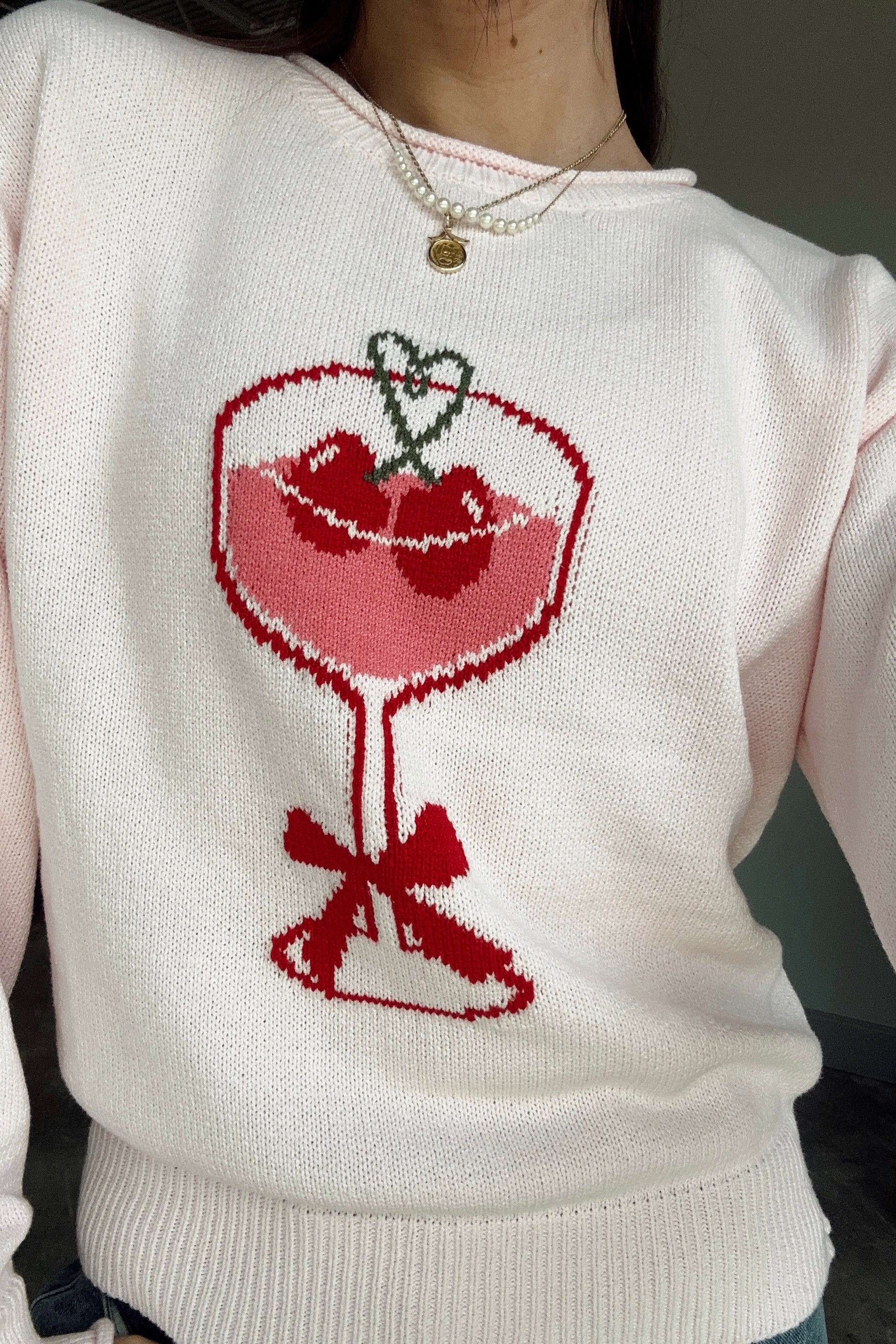 Eve Light Pink Cherry Martini Sweater - Image 7