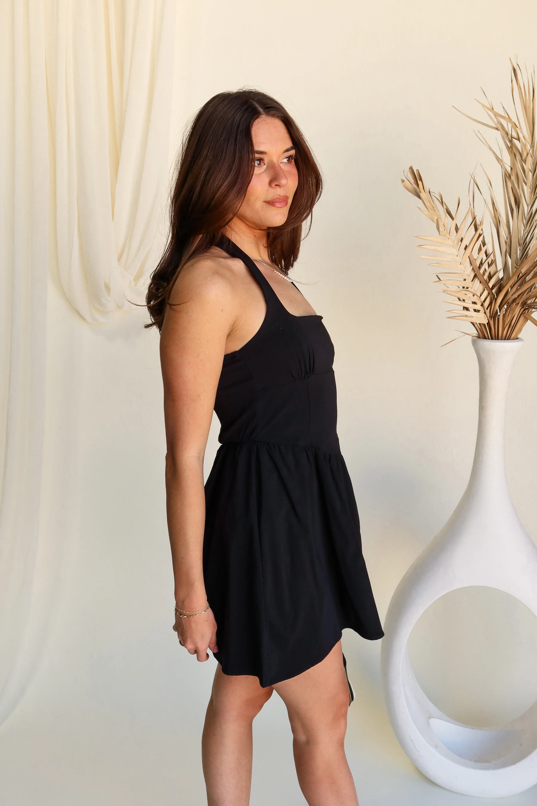 Piper Black Halter Mini Dress - Image 3