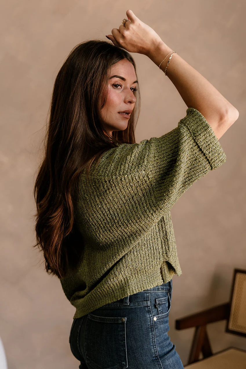 Piper Olive 3/4 Sleeve Sweater - Image 6